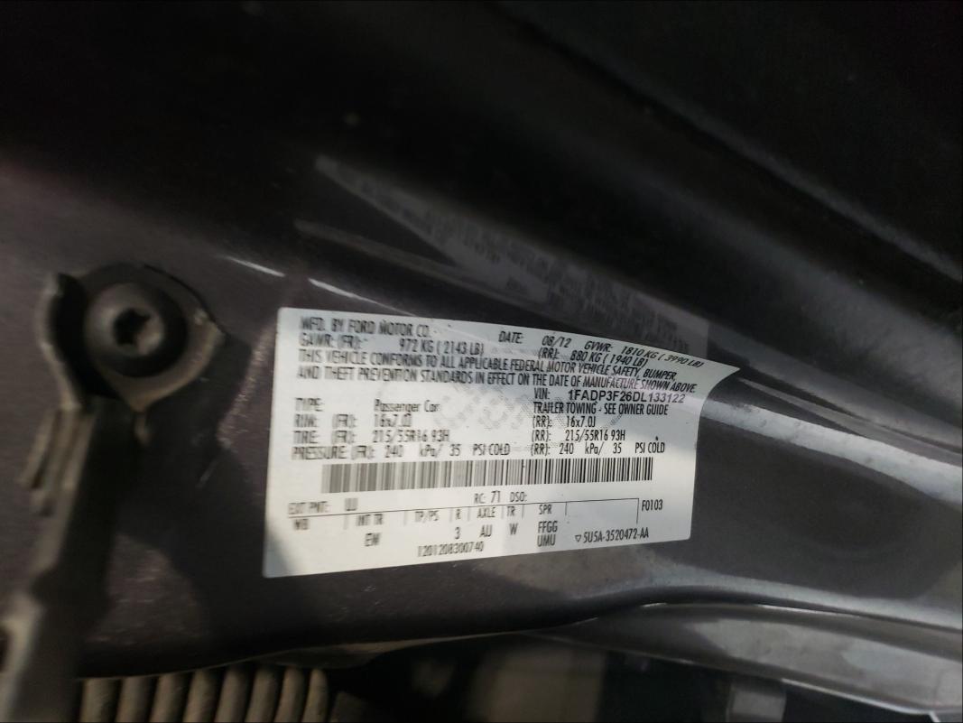 Photo 10 from auction – 2013 FORD FOCUS SE with VIN 1FADP3F26DL133122
