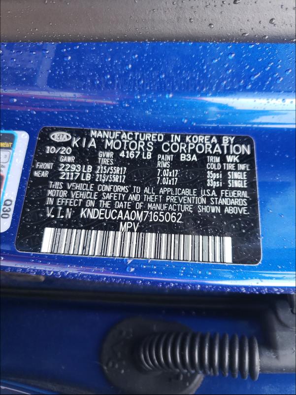 Photo 10 from auction – 2021 KIA SELTOS S with VIN KNDEUCAA0M7165062