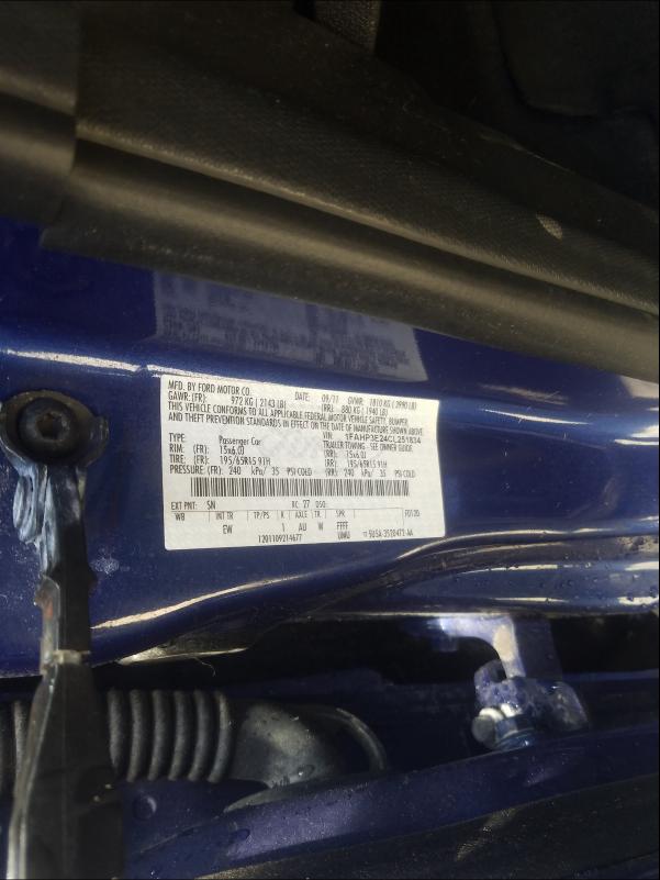 Photo 10 from auction – 2012 FORD FOCUS S with VIN 1FAHP3E24CL251834