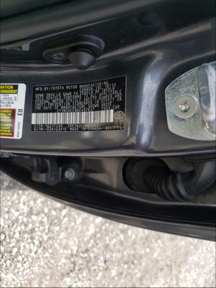 Photo 10 from auction – 2010 TOYOTA COROLLA BA with VIN 2T1BU4EE8AC497637