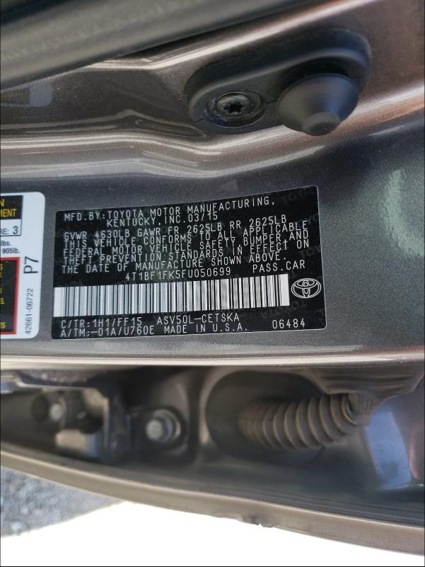 Photo 10 from auction – 2015 TOYOTA CAMRY LE with VIN 4T1BF1FK5FU050699