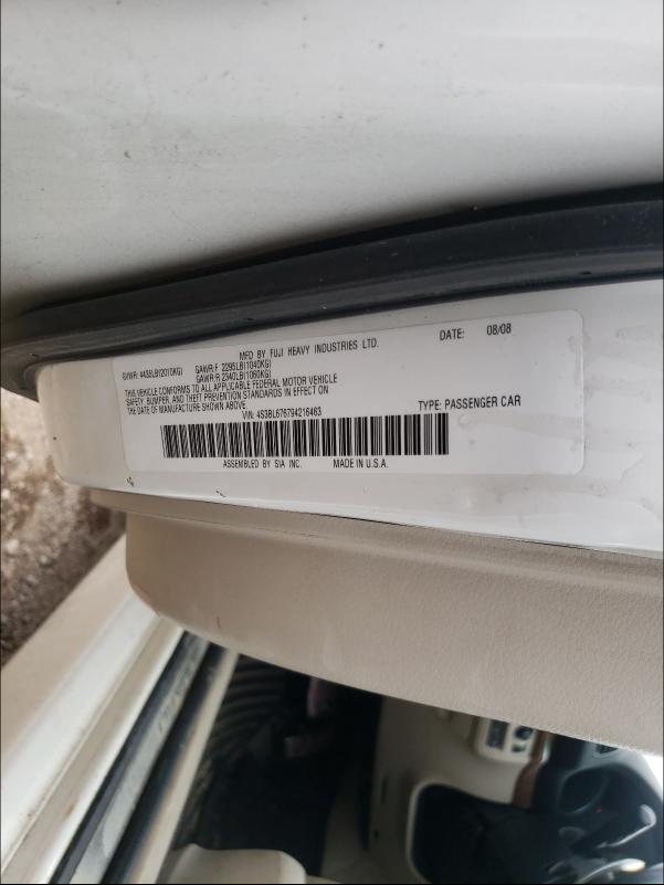 Photo 10 from auction – 2009 SUBARU LEGACY 2.5 with VIN 4S3BL676794216463
