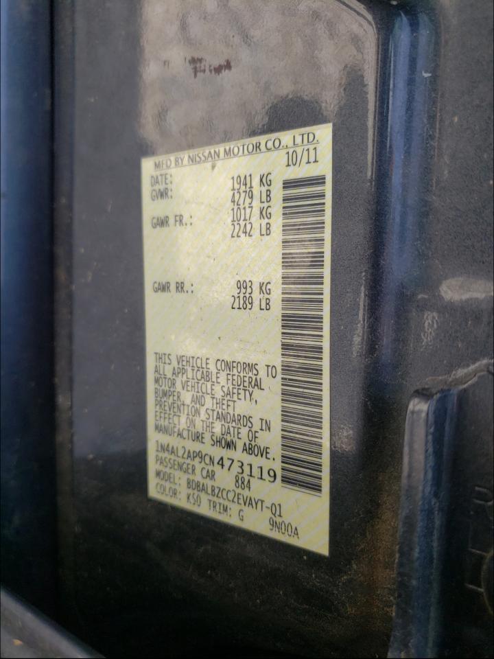 Photo 10 from auction – 2012 NISSAN ALTIMA BAS with VIN 1N4AL2AP9CN473119