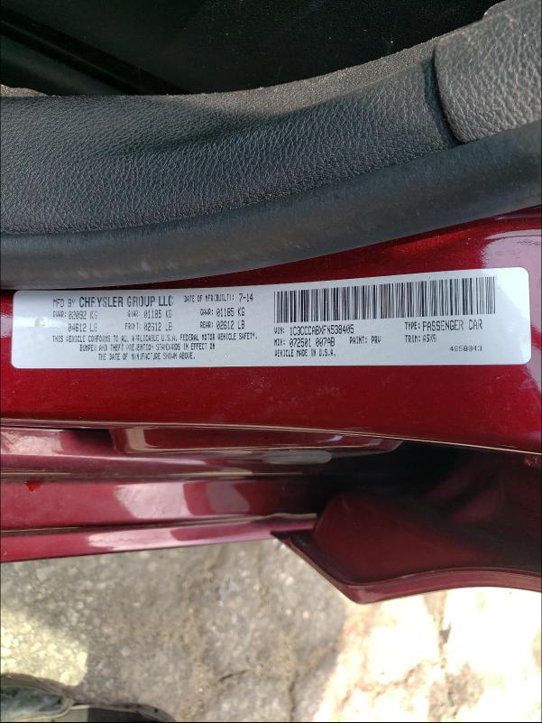 Photo 10 from auction – 2015 CHRYSLER 200 LIMITE with VIN 1C3CCCABXFN538405