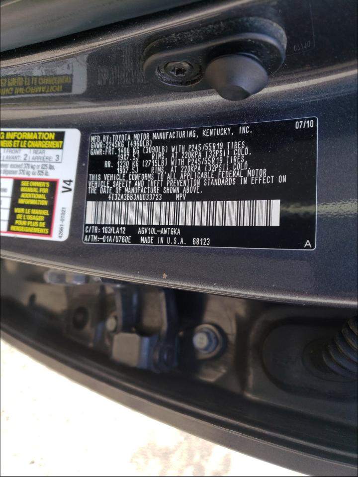 Photo 10 from auction – 2010 TOYOTA VENZA with VIN 4T3ZA3BB3AU033723