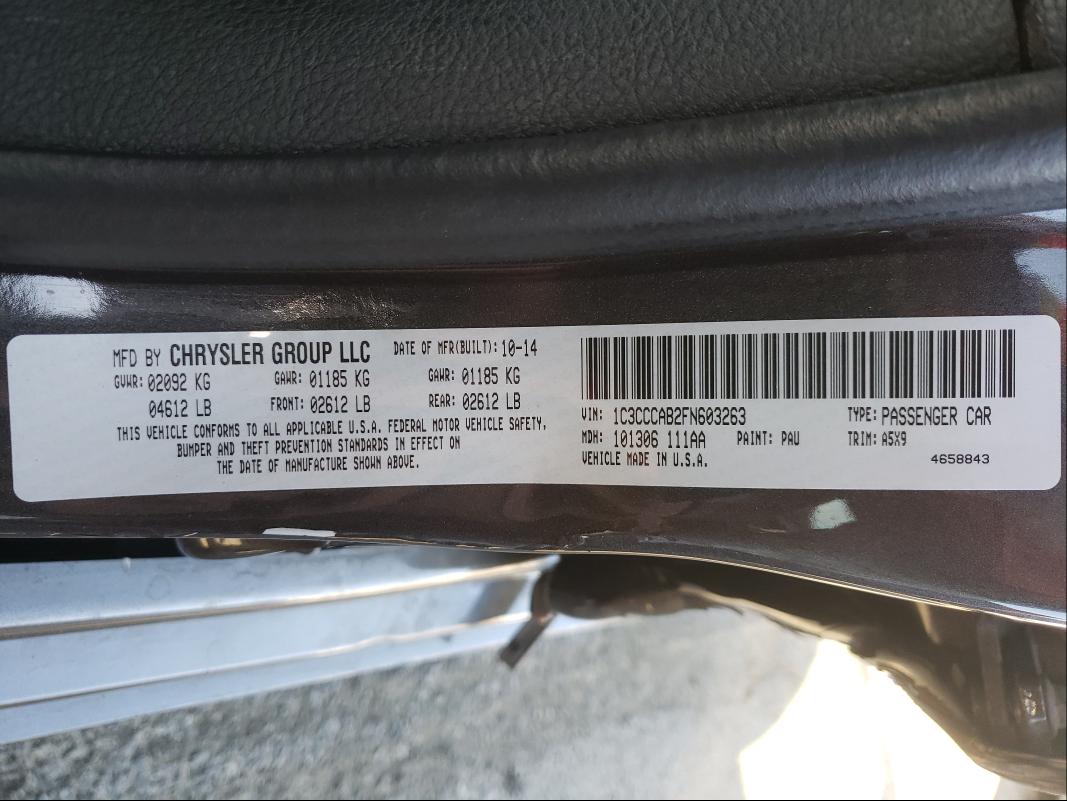 Photo 10 from auction – 2015 CHRYSLER 200 LIMITE with VIN 1C3CCCAB2FN603263