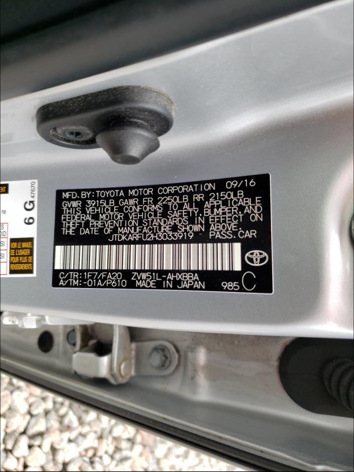 Photo 10 from auction – 2017 TOYOTA PRIUS with VIN JTDKARFU2H3033919