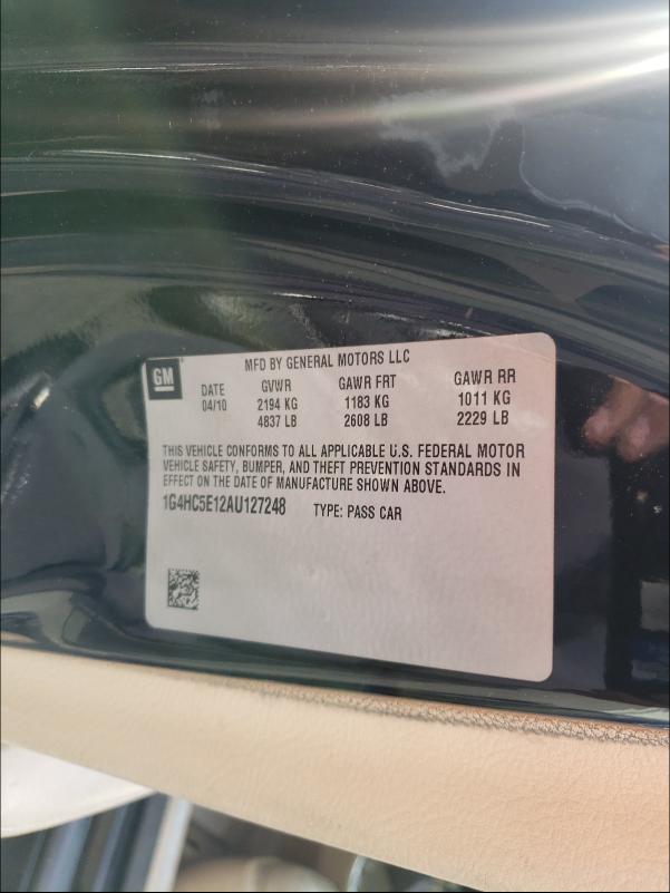 Photo 10 from auction – 2010 BUICK LUCERNE CX with VIN 1G4HC5E12AU127248