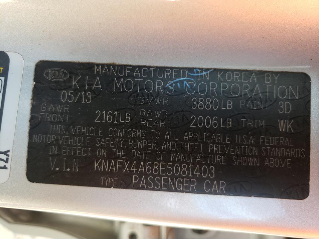 Photo 10 from auction – 2014 KIA FORTE LX with VIN KNAFX4A68E5081403
