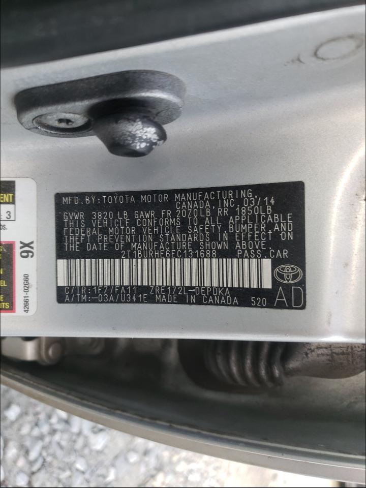 Photo 10 from auction – 2014 TOYOTA COROLLA L with VIN 2T1BURHE6EC131688
