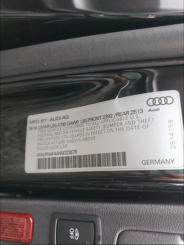 Photo 10 from auction – 2017 AUDI A4 PRESTIG with VIN WAUFNAF44HN023675