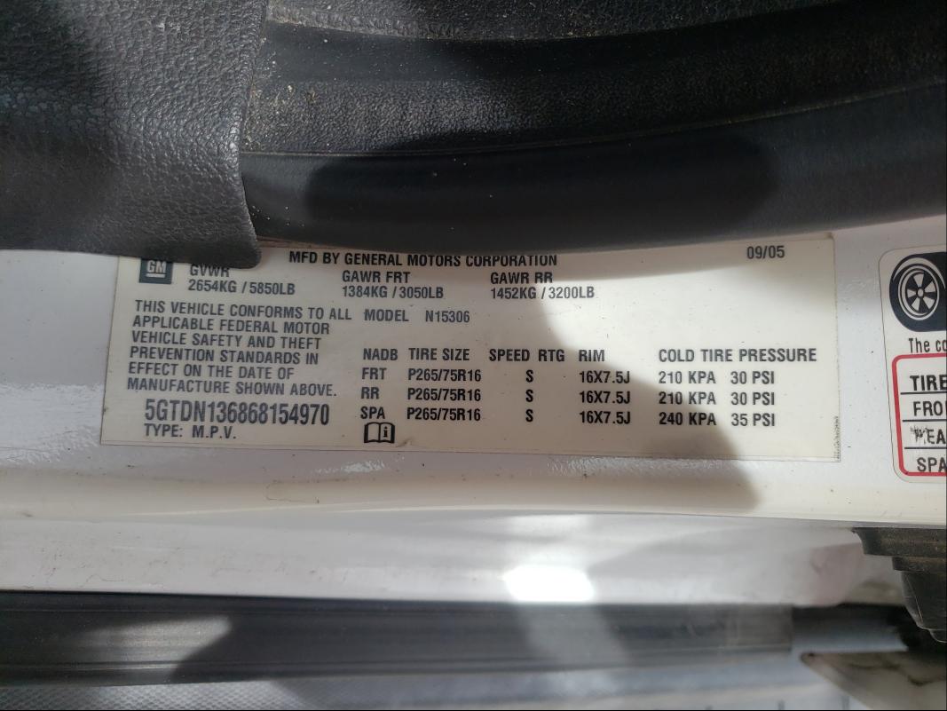 Photo 10 from auction – 2006 HUMMER H3 with VIN 5GTDN136868154970