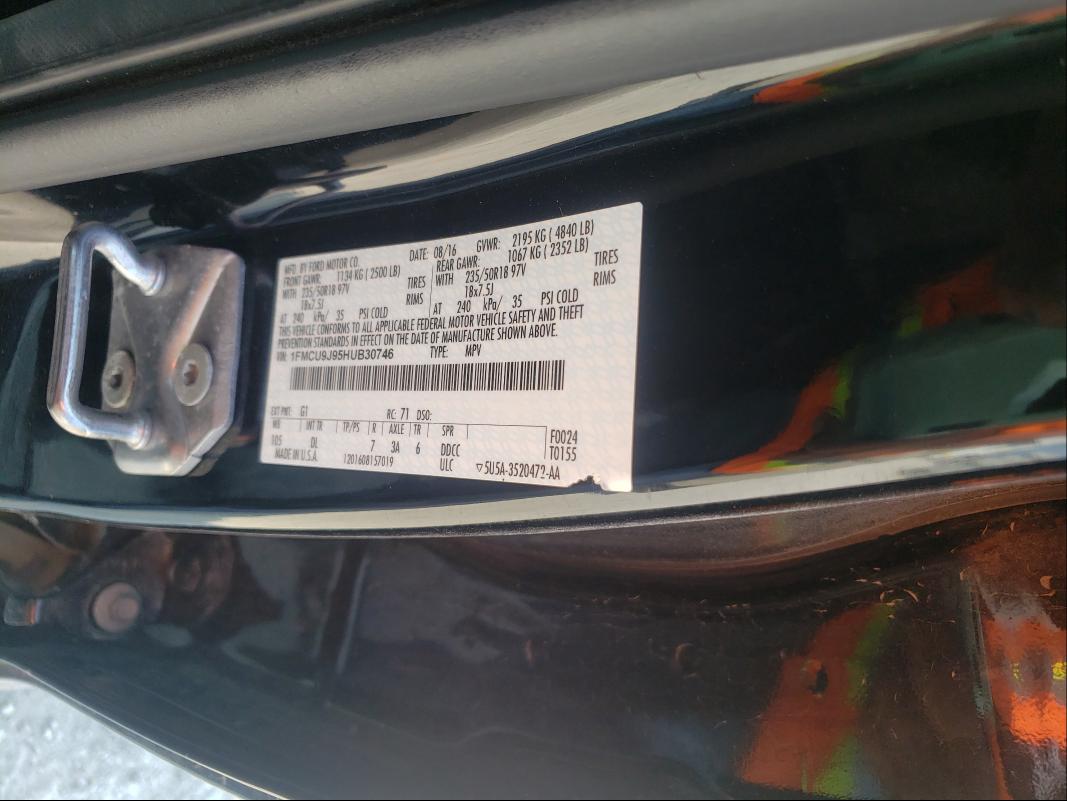 Photo 10 from auction – 2017 FORD ESCAPE TIT with VIN 1FMCU9J95HUB30746
