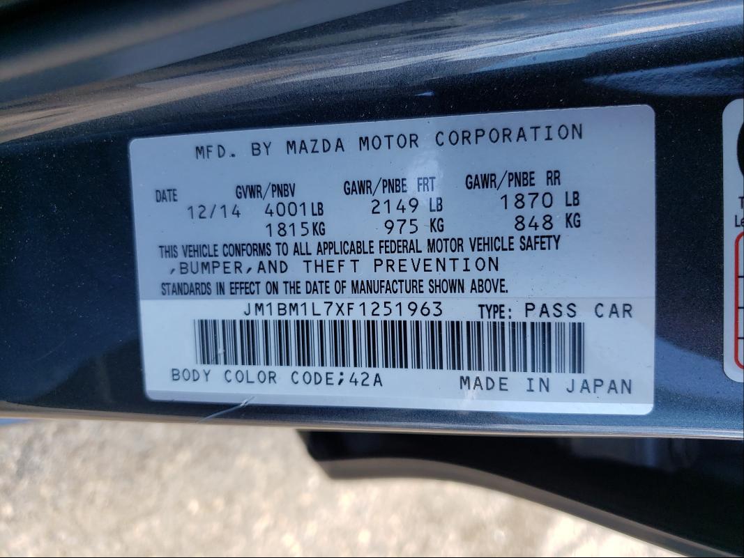 Photo 10 from auction – 2015 MAZDA 3 TOURING with VIN JM1BM1L7XF1251963