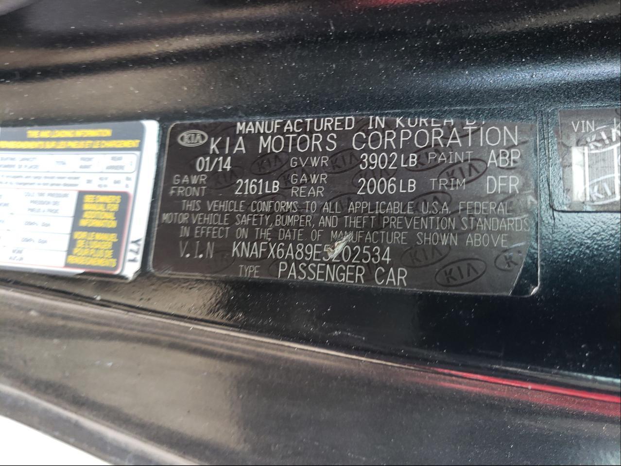Photo 10 from auction – 2014 KIA FORTE EX with VIN KNAFX6A89E5202534