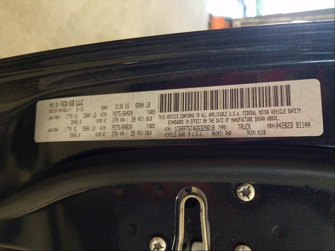 Photo 10 from auction – 2016 RAM 1500 SLT with VIN 1C6RR7GT4GS329618