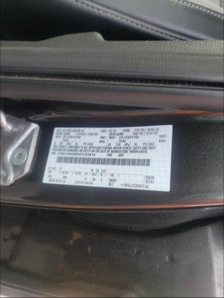 Photo 10 from auction – 2017 FORD ESCAPE SE with VIN 1FMCU9G95HUC83814