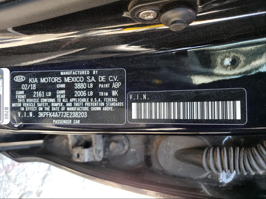Photo 10 from auction – 2018 KIA FORTE LX with VIN 3KPFK4A77JE238203