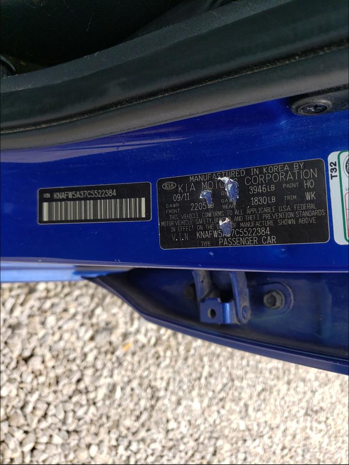 Photo 10 from auction – 2012 KIA FORTE SX with VIN KNAFW5A37C5522384
