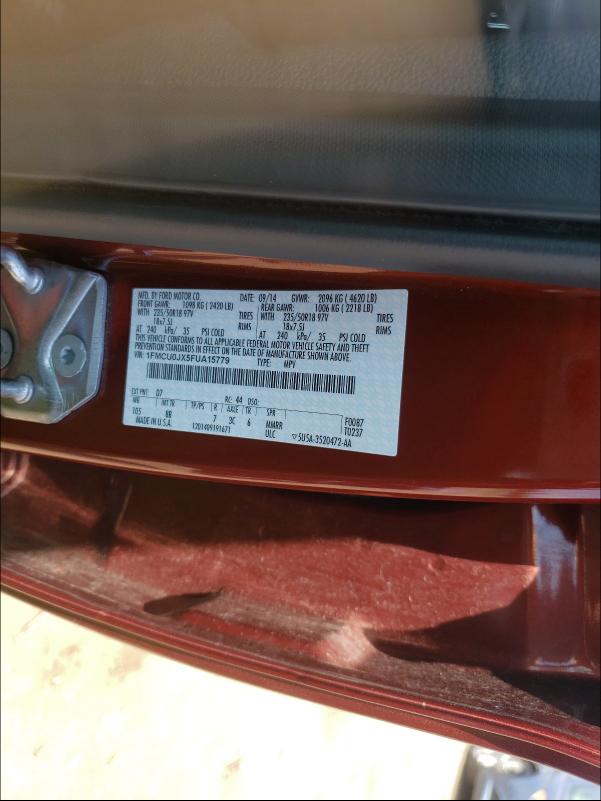 Photo 10 from auction – 2015 FORD ESCAPE TIT with VIN 1FMCU0JX5FUA15779