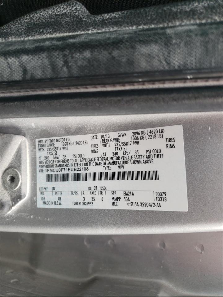 Photo 10 from auction – 2014 FORD ESCAPE S with VIN 1FMCU0F71EUB22108