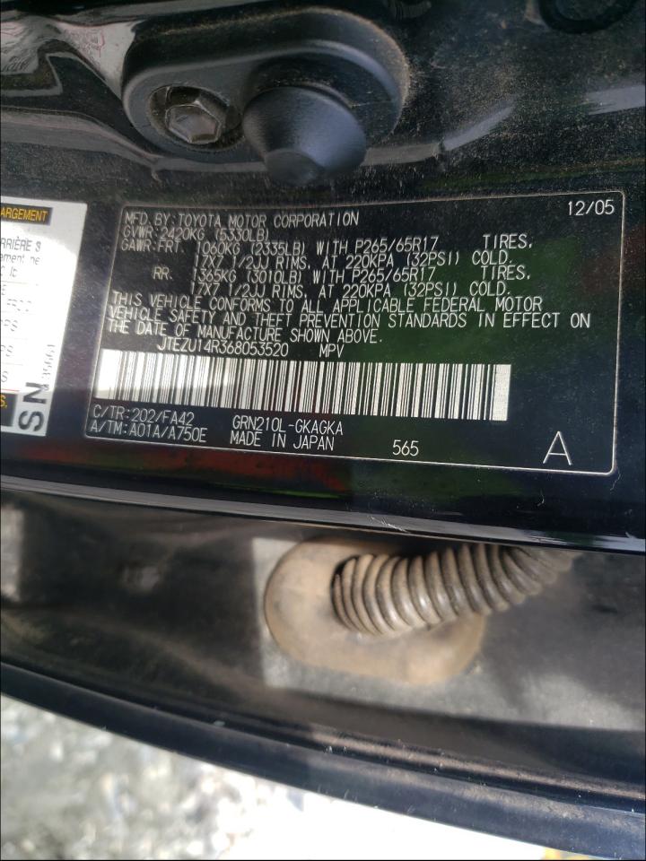Photo 10 from auction – 2006 TOYOTA 4RUNNER SR with VIN JTEZU14R368053520