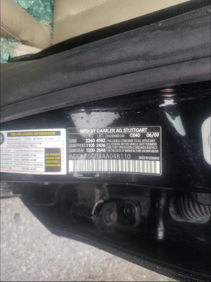 Photo 10 from auction – 2010 MERCEDES-BENZ E 350 with VIN WDDHF5GB4AA048110