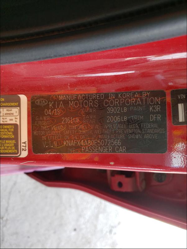 Photo 10 from auction – 2014 KIA FORTE EX with VIN KNAFX4A80E5072566
