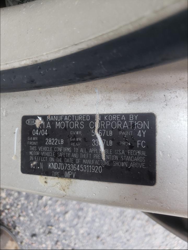 Photo 10 from auction – 2004 KIA SORENTO EX with VIN KNDJD733645311920