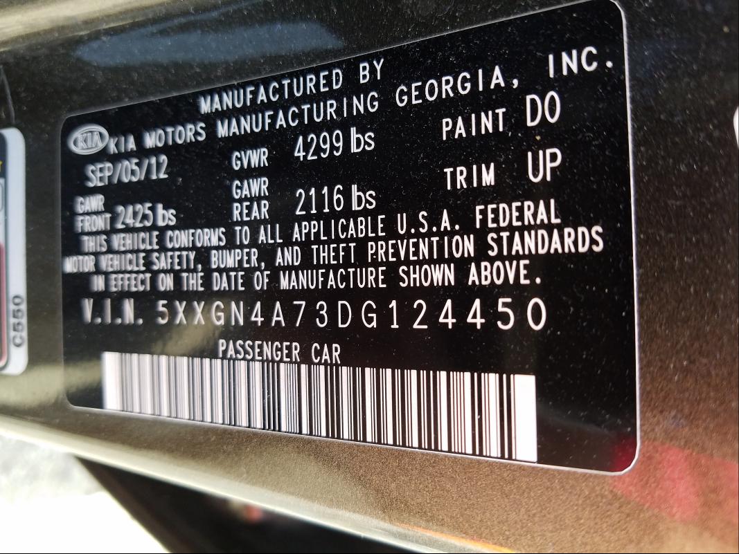 Photo 10 from auction – 2013 KIA OPTIMA EX with VIN 5XXGN4A73DG124450