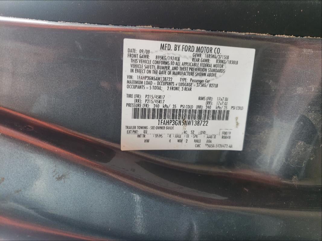 Photo 10 from auction – 2010 FORD FOCUS SES with VIN 1FAHP3GN5AW138722