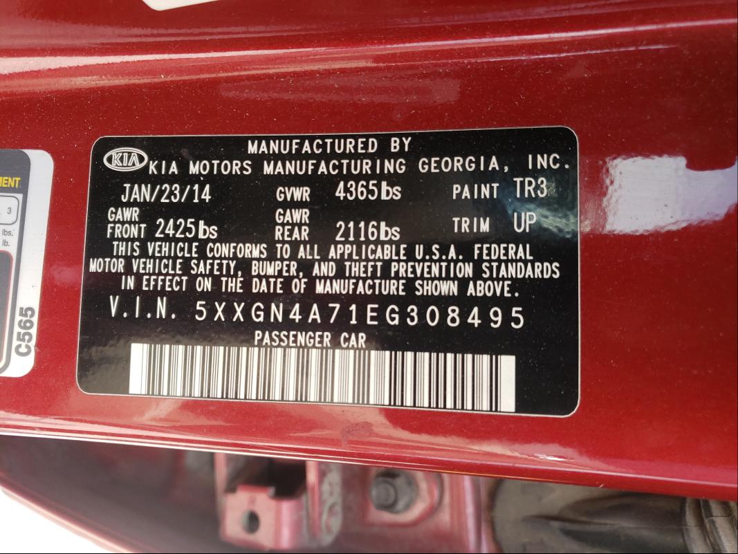 Photo 10 from auction – 2014 KIA OPTIMA with VIN 5XXGN4A71EG308495
