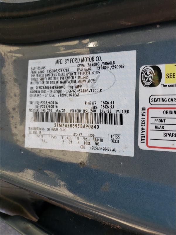 Photo 10 from auction – 2005 FORD FREESTAR S with VIN 2FMZA50695BA90840