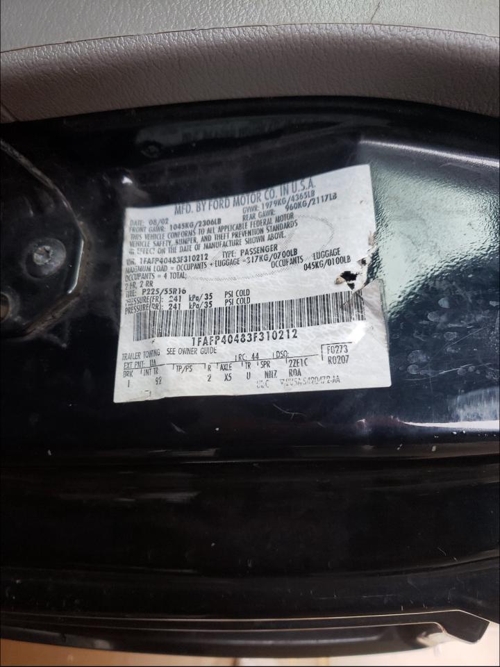 Photo 10 from auction – 2003 FORD MUSTANG with VIN 1FAFP40483F310212