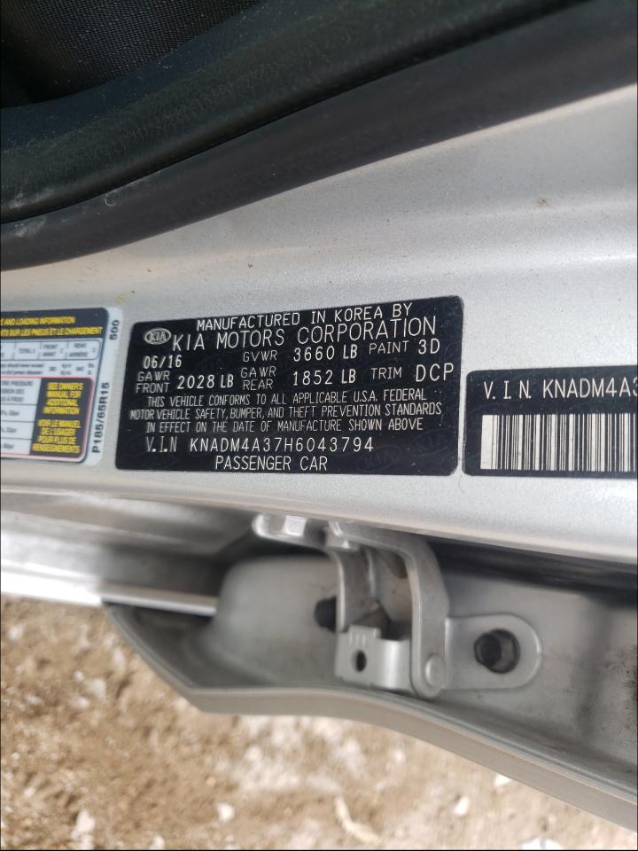 Photo 10 from auction – 2017 KIA RIO LX with VIN KNADM4A37H6043794