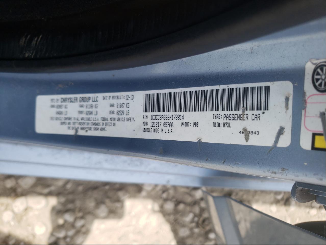 Photo 10 from auction – 2014 CHRYSLER 200 LX with VIN 1C3CCBAG6EN178814