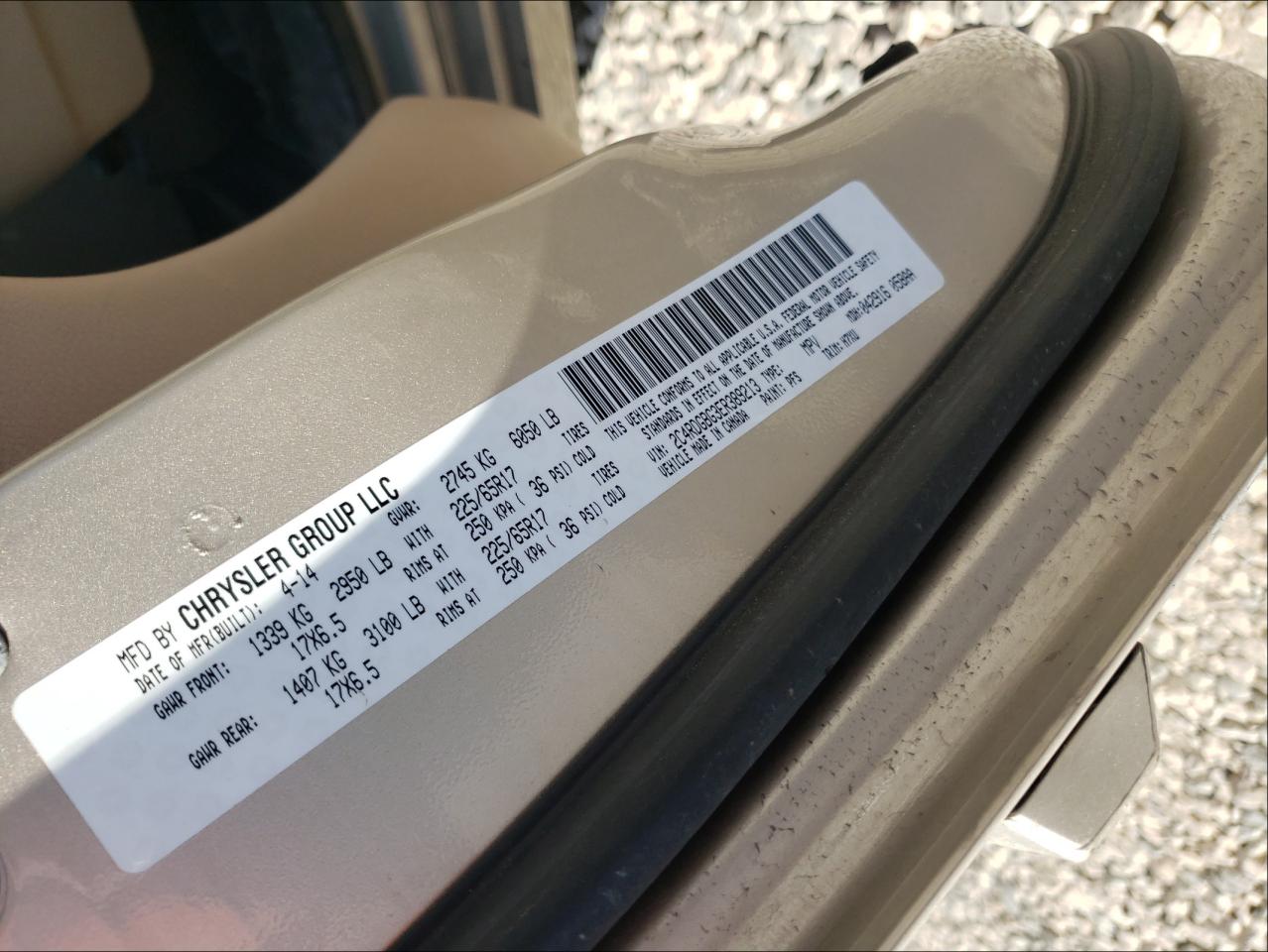 Photo 10 from auction – 2014 DODGE GRAND CARA with VIN 2C4RDGBG3ER389213