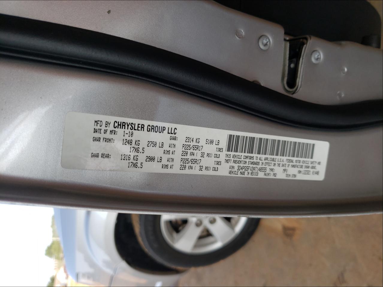 Photo 10 from auction – 2010 DODGE JOURNEY SX with VIN 3D4PG5FV2AT148555