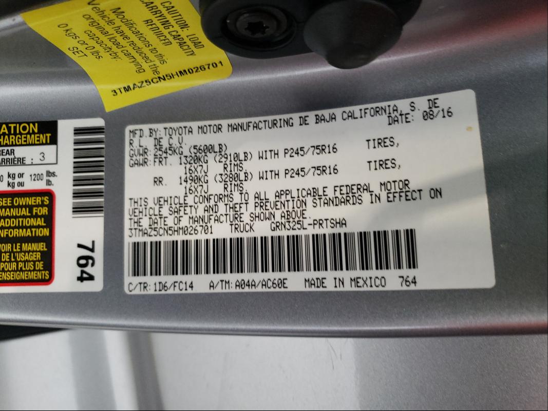 Photo 10 from auction – 2017 TOYOTA TACOMA DOU with VIN 3TMAZ5CN5HM026701