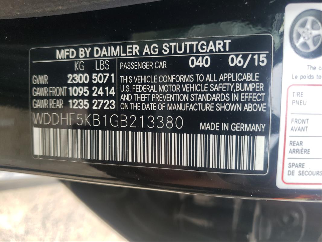 Photo 10 from auction – 2016 MERCEDES-BENZ E 350 with VIN WDDHF5KB1GB213380