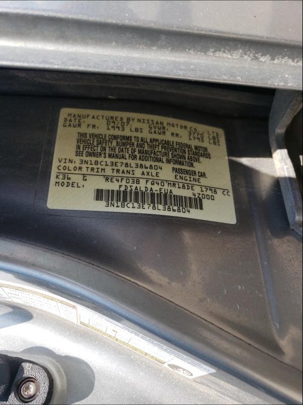 Photo 10 from auction – 2008 NISSAN VERSA S with VIN 3N1BC13E78L386804
