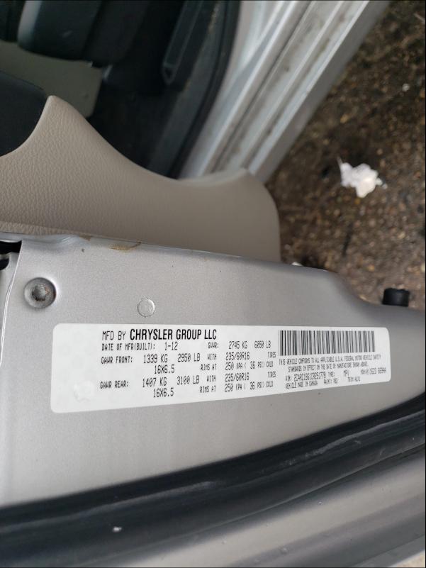 Photo 10 from auction – 2012 CHRYSLER TOWN & COU with VIN 2C4RC1BG1CR251778