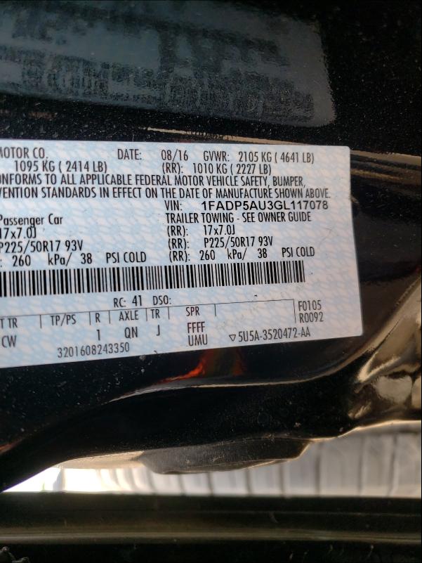 Photo 10 from auction – 2016 FORD C-MAX SE with VIN 1FADP5AU3GL117078