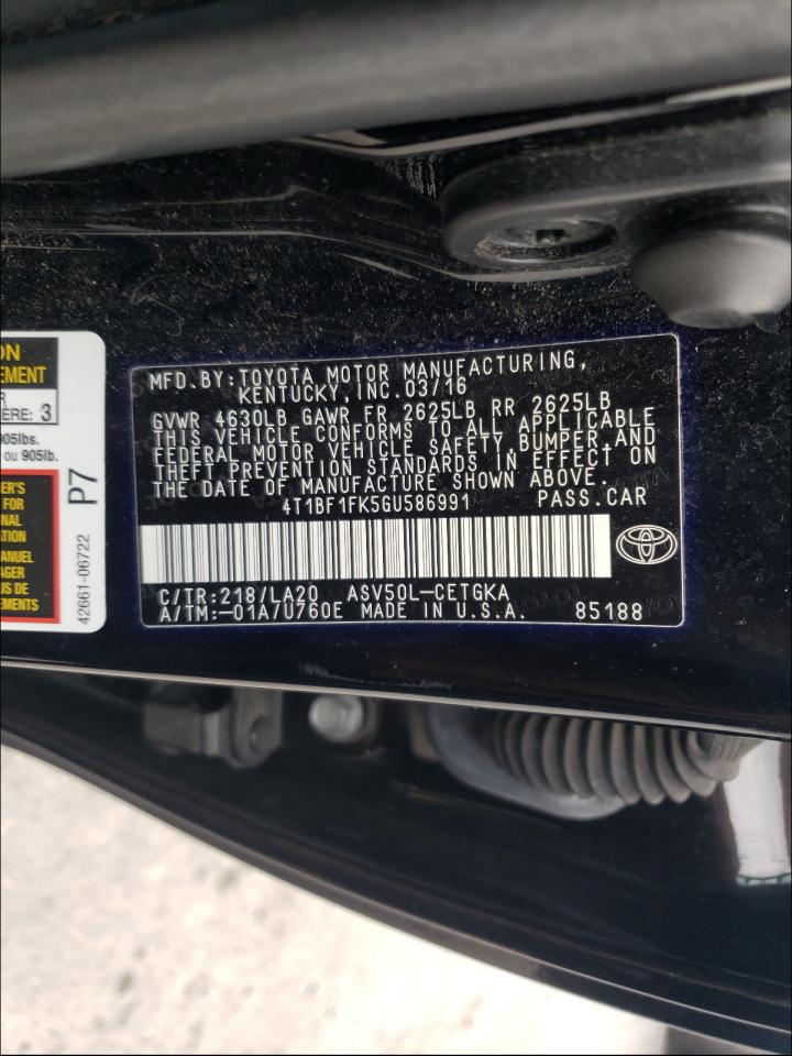 Photo 10 from auction – 2016 TOYOTA CAMRY with VIN 4T1BF1FK5GU586991