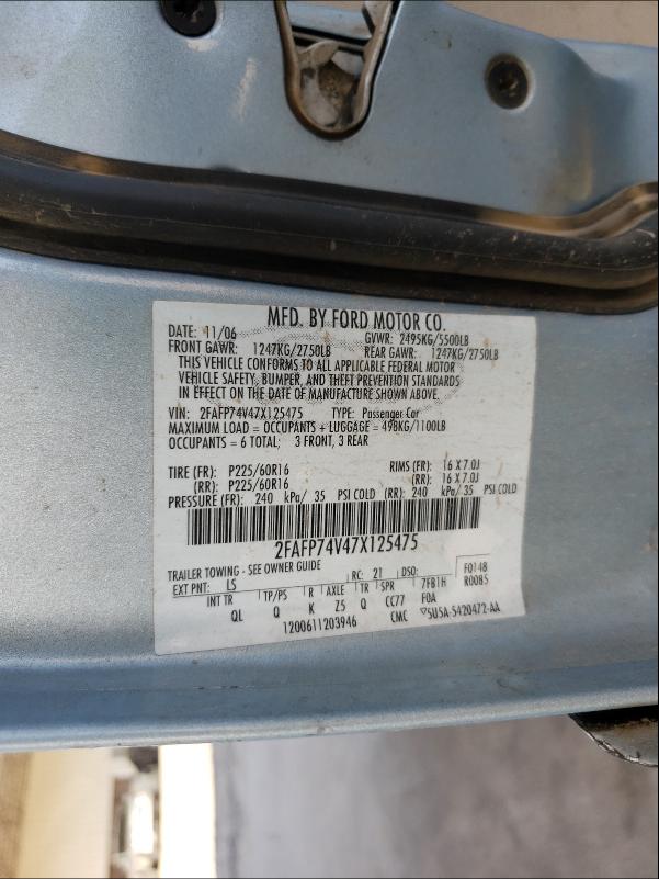 Photo 10 from auction – 2007 FORD CROWN VICT with VIN 2FAFP74V47X125475