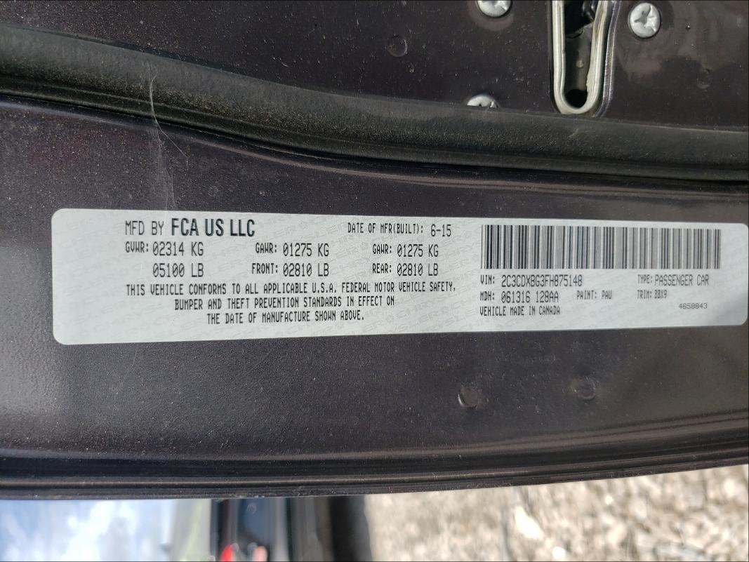 صورة رقم 10 من المزاد - 2015 DODGE CHARGER SE مع VIN 2C3CDXBG3FH875148