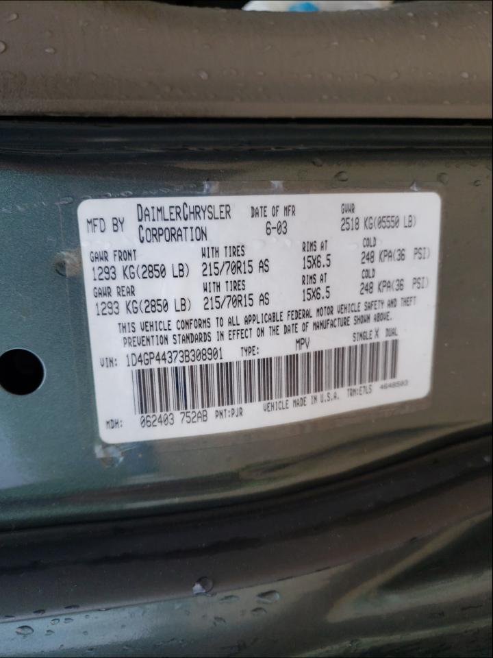Photo 10 from auction – 2003 DODGE GRAND CARA with VIN 1D4GP44373B308901