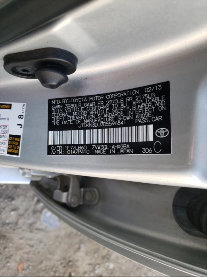 Photo 10 from auction – 2013 TOYOTA PRIUS with VIN JTDKN3DU7D5596841