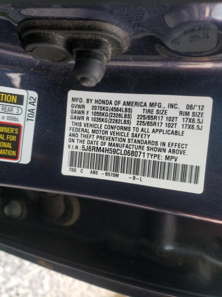 Photo 10 from auction – 2012 HONDA CR-V EX with VIN 5J6RM4H59CL068071