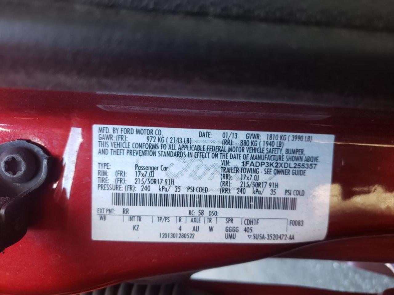 صورة رقم 10 من المزاد - 2013 FORD FOCUS SE مع VIN 1FADP3K2XDL255357